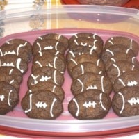 Football Cookies in Rubbermaid Container