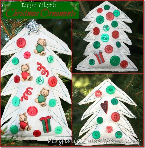 Drop Cloth Christmas Ornaments by virginiasweetpea