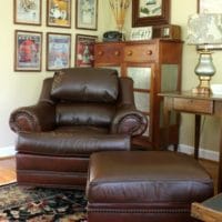 A 20 year old leather chair and ottoman look new after using ReLuv Leather Renew. Get the details at virginiasweetpea.com.