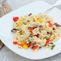 Orzo Salad with Feta, Olives, and Peppers