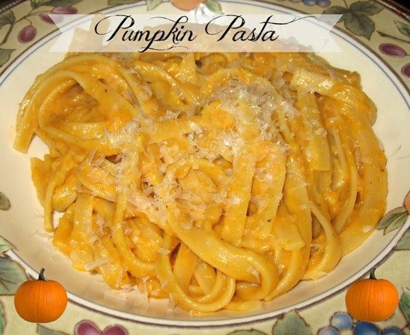 Pumpkin Pasta - Pasta flavored with pumpkin and both gouda and parmesan cheeses is the perfect fall meal. VirginiaSweetPea.com