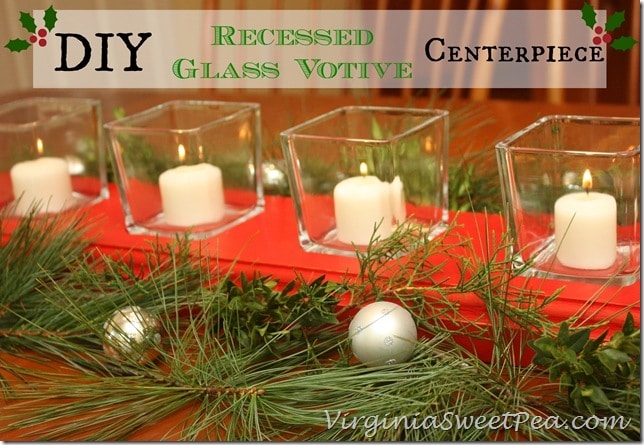 DIY Recessed Glass Votive Centerpiece by Sweet Pea