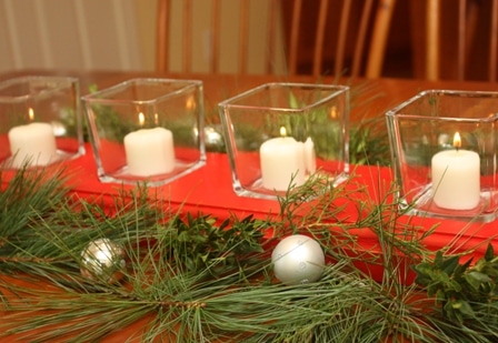 Christmas DIY Recessed Glass Votive Centerpiece