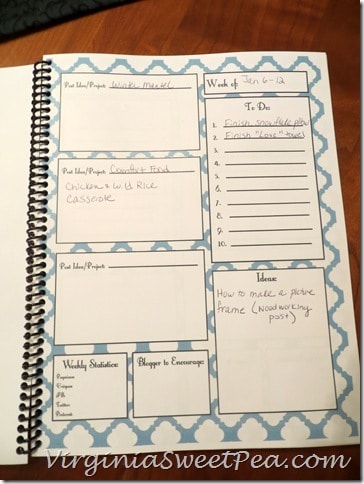 Blog Planner - Each Week