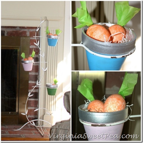 Carrot Eggs in Vintage Flower Pot Holder