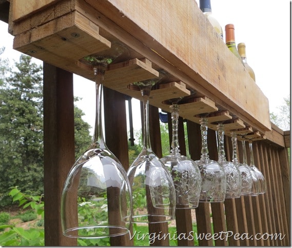 Pallet Wine Rack - View of Glasses