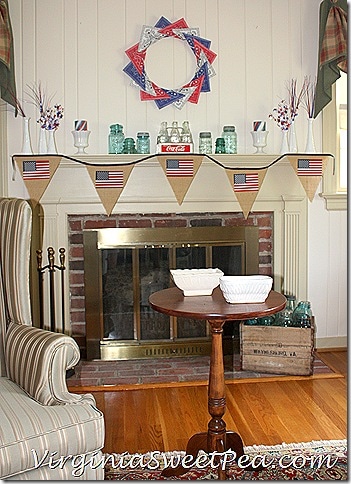 4th of July Mantel with Vintage Touches