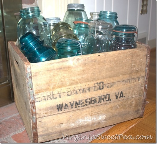 Vintage Ball Jars in Vintage Early Dawn Crate