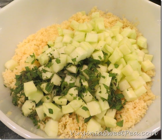 Add cucumber and mint to couscous