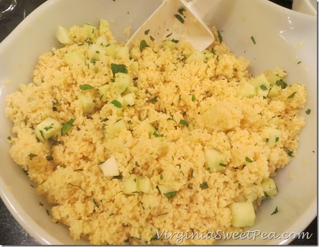 Couscous mixed with cucumber and mint
