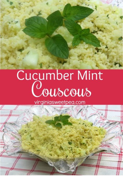 Cucumber Mint Couscous - A yummy side dish for your next picnic!  virginiasweetpea.com  #salad #sidedish #couscous #mint 