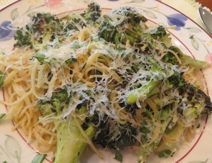 Garlicky Angel Hair Pasta with Roasted Broccoli