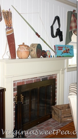 Vintage Cowboy and Indian Mantel - Side View