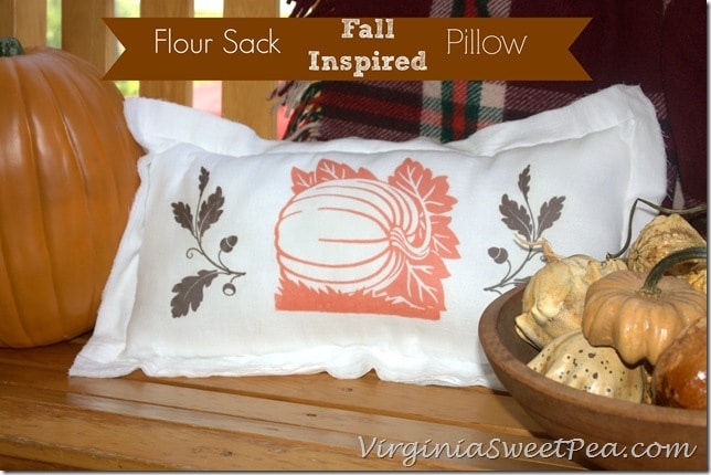 Flour Sack Fall Inspired Pillow by virginiasweetpea.com