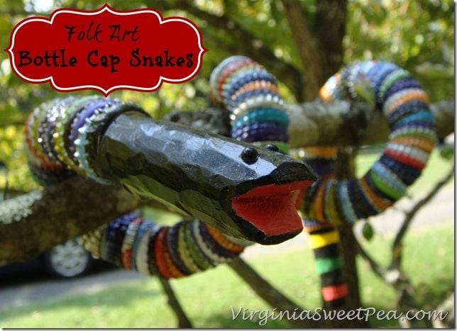 Folk Art Bottle Cap Snakes by virginiasweetpea.com