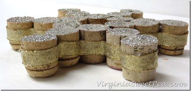 Glue Ribbon to Edge of Wine Cork Ornament