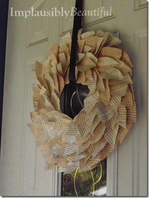 Fall Book Page Wreath