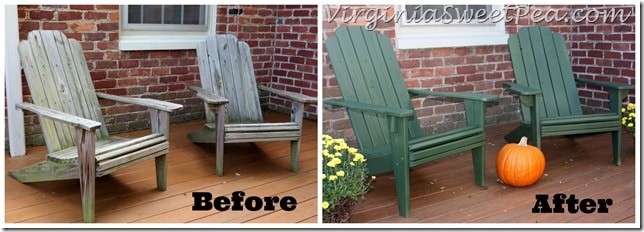 Adirondack Chairs Before and After Staining with Homeright Sprayer