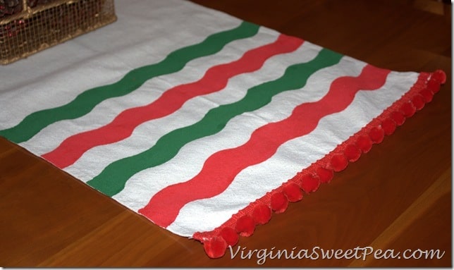 Striped Christmas Table Runner End Detail