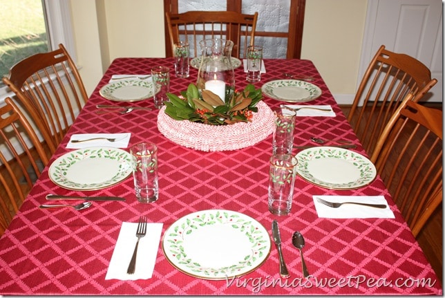 Christmas Table with Peppermint Candy Centerpiece