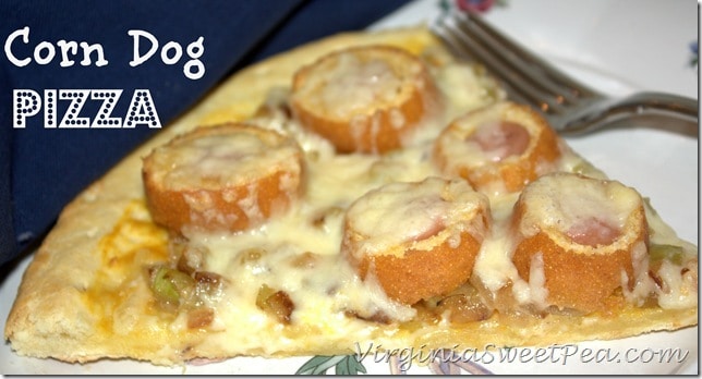 Corn Dog Pizza Recipe by virginiasweetpea.com #GetCorny #cbias