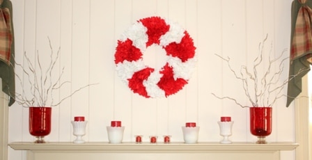 Red and White Valentine Mantel