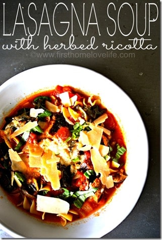Lasagna Soup with Herbed Ricotta by First Home Love Life