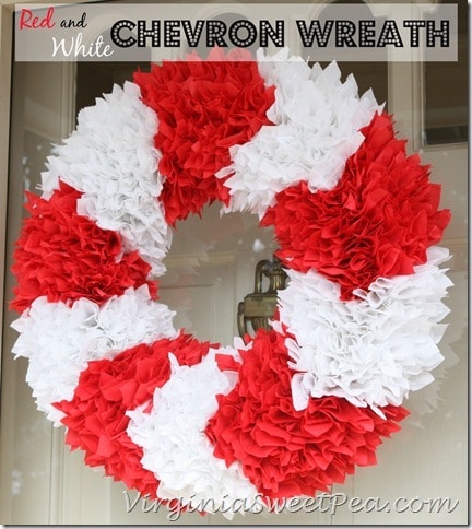 Red and White Chevron Wreath by virginiasweetpea.com