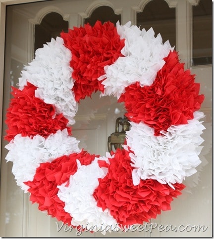 Red and White Chevron Wreath