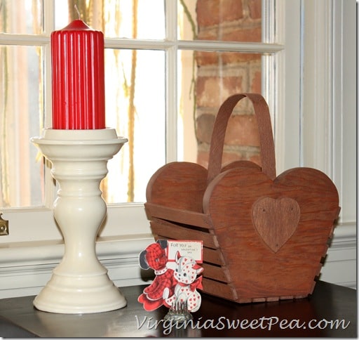 Vintage Valentine Card and Wooden Valentine Basket