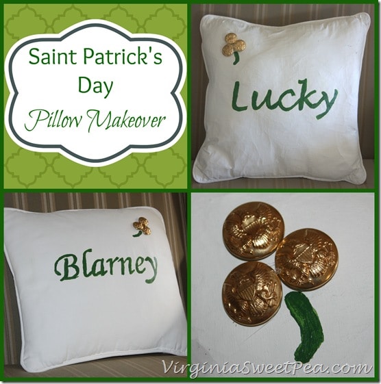 Saint Patrick's Day Pillow Makeover by virginiasweetpea.com