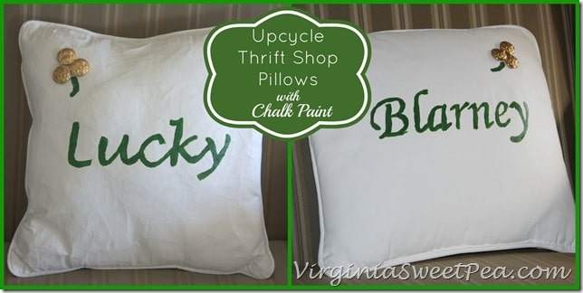Upcycle Thrift Shop Pillows with Chalk Paint by virginiasweetpea.com