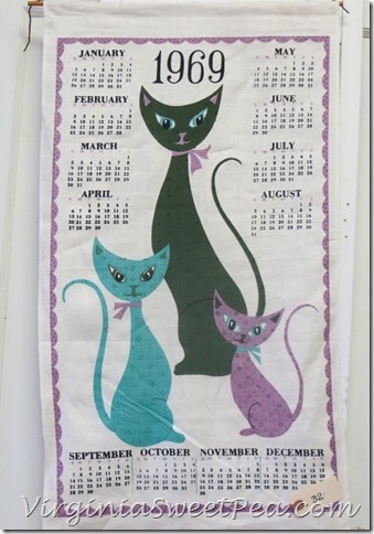 Vintage 1969 Tea Towel Calendar