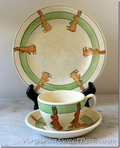 Roseville Bunny Plate and Cup and Saucer