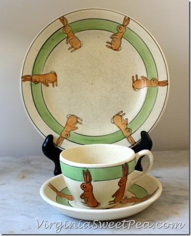Roseville Bunny Plate and Cup and Saucer