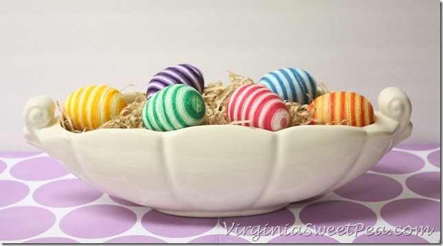 Striped Easter Eggs in McCoy Planter