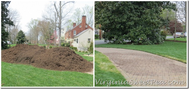 Spreading Mulch Before and After