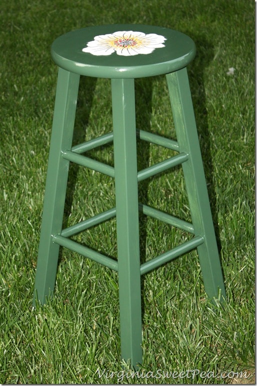 Painted Bar Stool with Flowers