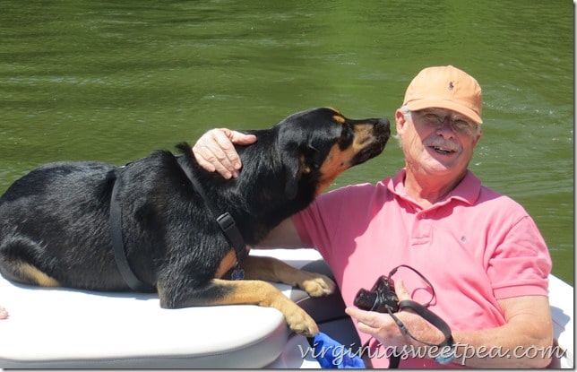 Sherman Skulina giving kisses at Smith Mountain Lake