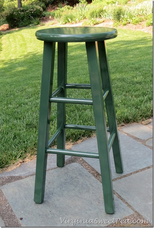 Small Green Painted Wooden Stool