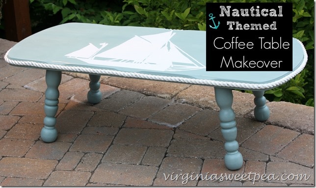 Nautical Themed Coffee Table Makeover by virginiasweetpea.com