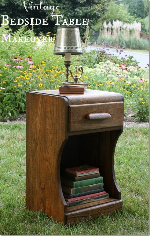 Vintage Bedside Table Makeover without Paint by virginiasweetpea