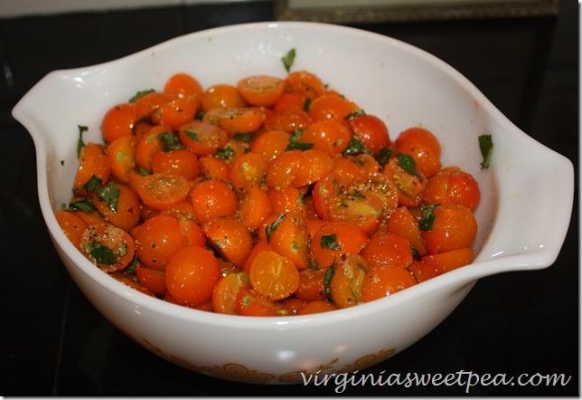 Bowl of Sliced Cherry Tomatos