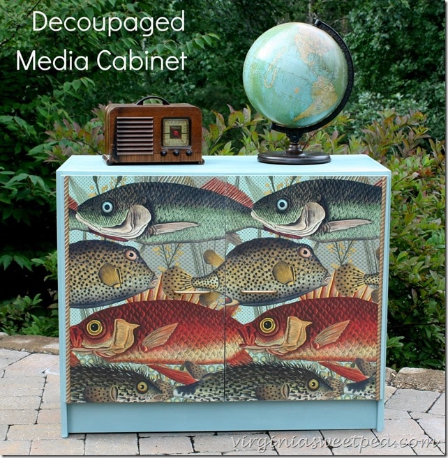 Decoupaged Media Cabinet by virginiasweetpea.com