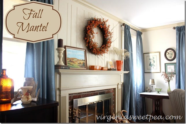 Fall Mantel and Living Room Decor by virginiasweetpea.com