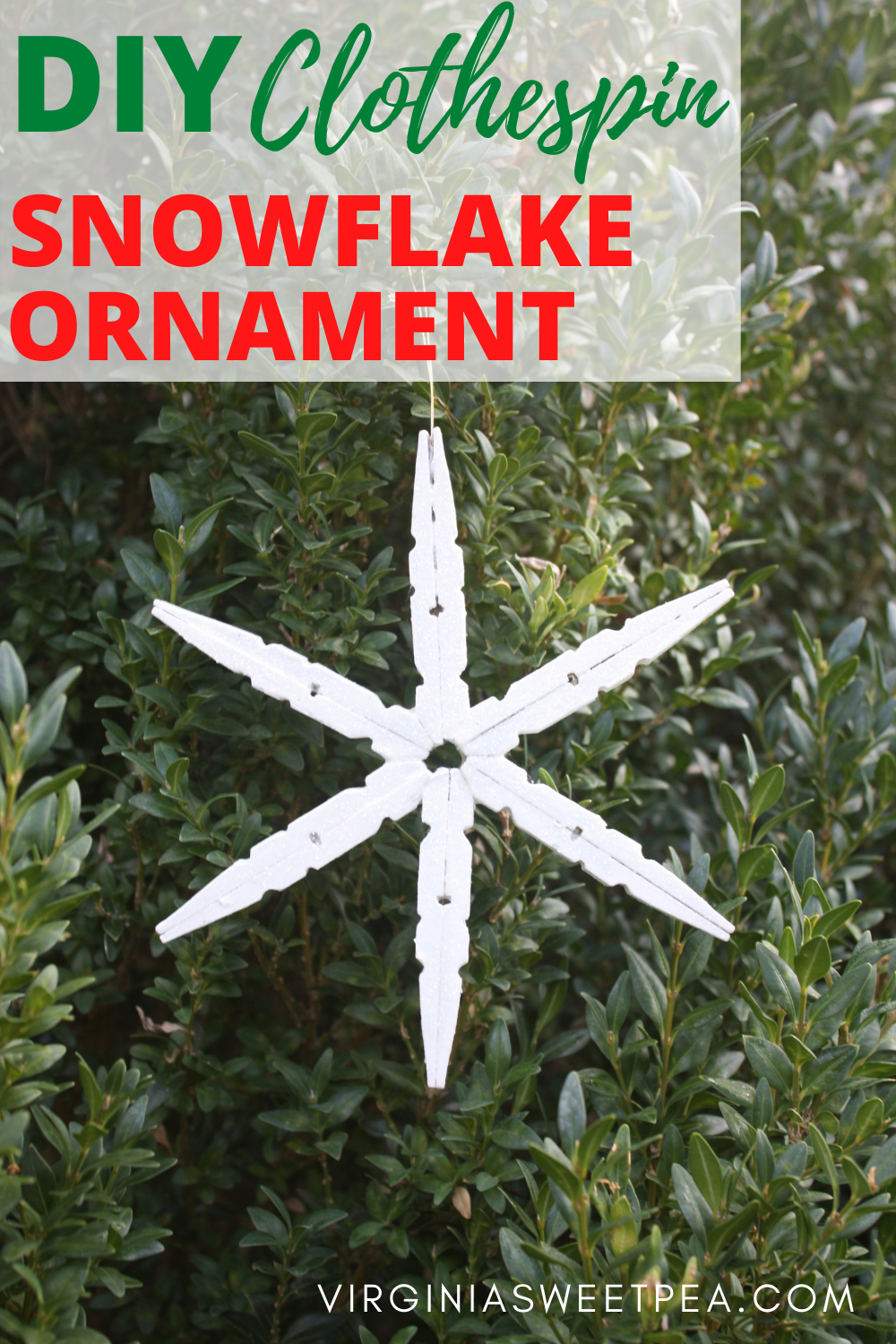 Clothespin Snowflake Ornament for a Christmas Tree