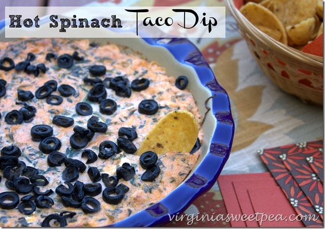 Hot Spinach Taco Dip by virginiasweetpea.com