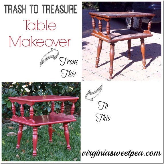 Trash to Treasure Table Makeover by virginiasweetpea.com