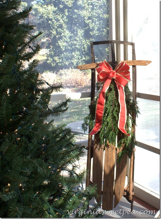 Vintage Sled Decorated for Christmas