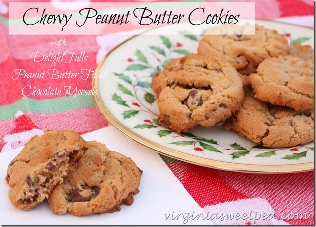 Chewy Peanut Butter Cookies with Peanut Butter Filled Chocolate Morsels